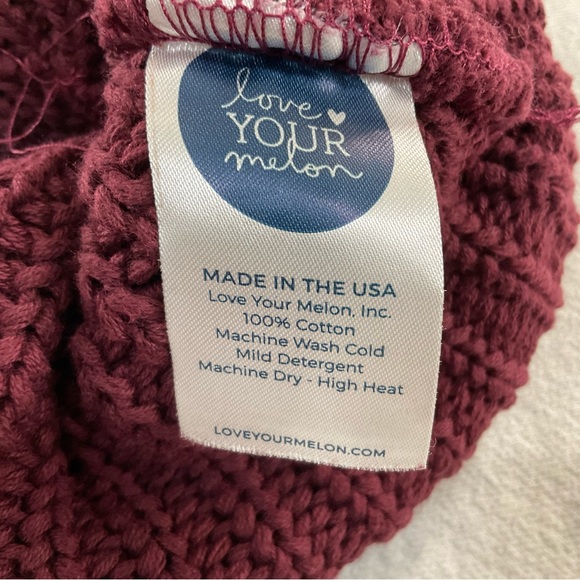 LOVE YOUR MELON 100% COTTON WOMEN’S BEANIE FEATURES A RED MAPLE LEATHER PATCH - Picture 6 of 9